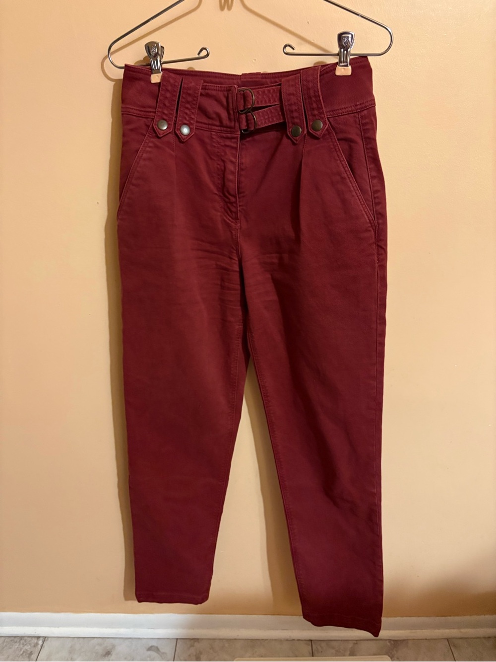 Sezane Perfect Slim Jeans in Red